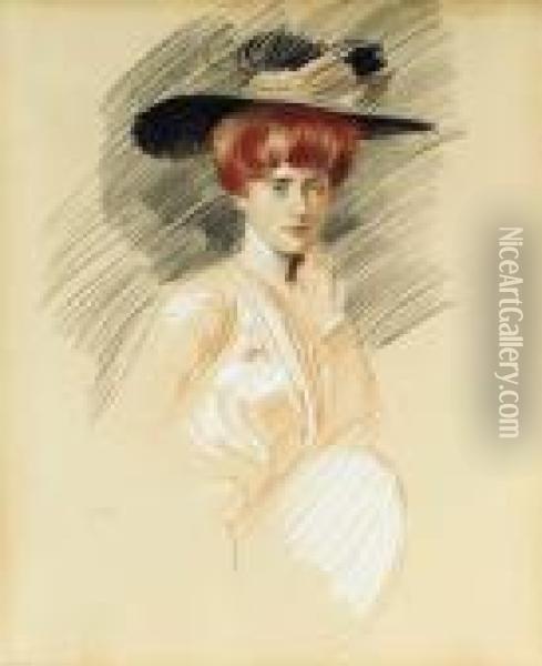 Femme Elegante Au Chapeau Oil Painting - Paul Cesar Helleu