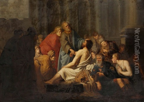 La Guerison Du Paralytique Oil Painting - Pieter Fransz de Grebber