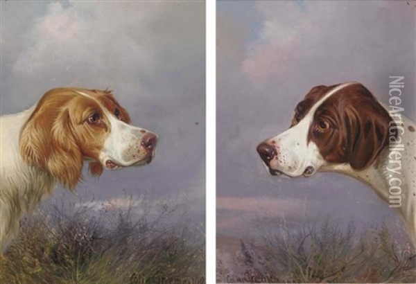 A Pointer On The Scent (+ A Pointer In A Landscape; Pair) Oil Painting - Colin Graeme