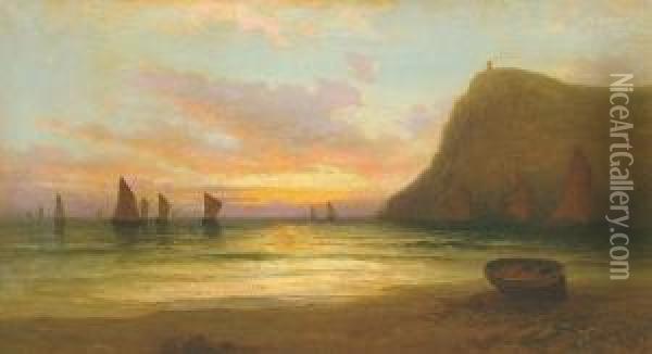 Fishing Fleet Of Flamborough Head 1859 Oil Painting - Francis Danby