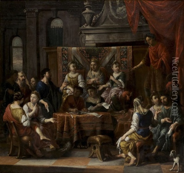 Scene De Palais Oil Painting - Johann Heiss