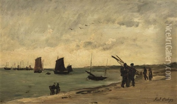 Pecheurs En Bord De Rivage Oil Painting - Karl Pierre Daubigny