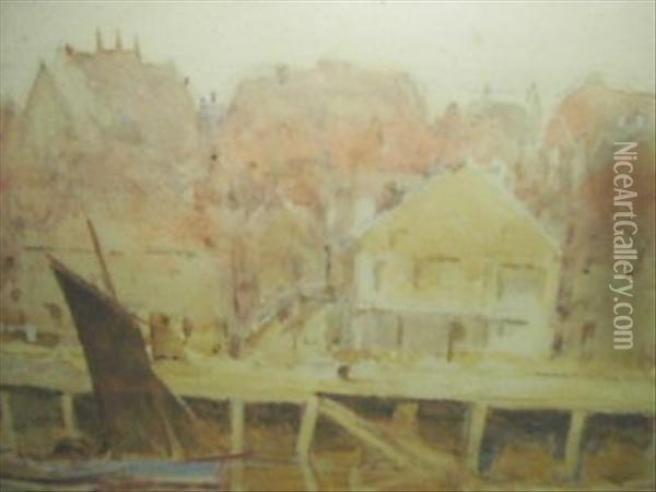 Whitby Harbour East Side Oil Painting - Alfred George Morgan