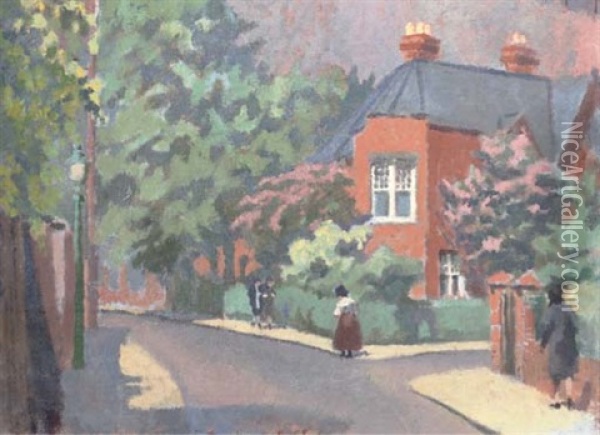 Street Corner, Boyne Hill Oil Painting - Malcolm Drummond