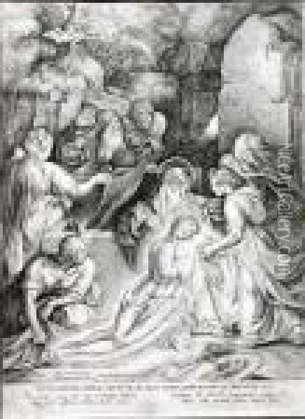 Grablegung Christi. Oil Painting - Hieronymus, Jerome Wierix