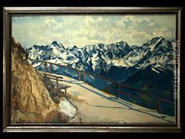 Blick Auf Die Alpspitze Bei Garmisch Oil Painting - Carl Reiser