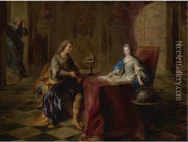 The Astronomy Lesson Of The Duchesse Du Maine Oil Painting - Francois de Troy