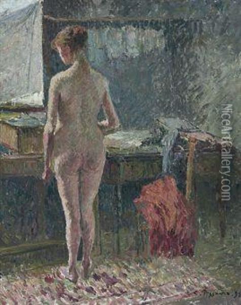 Femme Nue De Dos Dans Un Interieur Oil Painting - Camille Pissarro