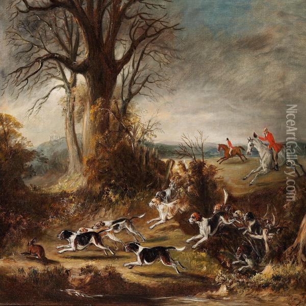 Two Hunting Scenes Oil Painting - John Jnr. Ferneley