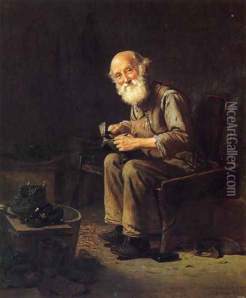 The Village Cobbler Oil Painting - John George Brown