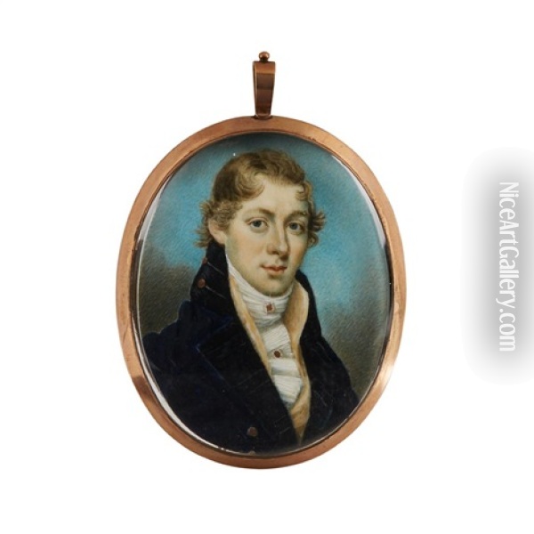 Portrait Miniature Of A Gentleman Oil Painting - Charles Henard