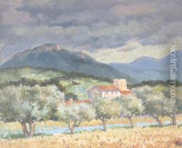 Farmhouse And Olive Trees Oil Painting - Rupert Ch. Wulsten Bunny