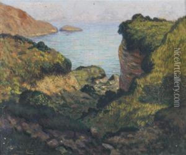 Paysage De Falaise En Bretagne Oil Painting - Maurice Chabas