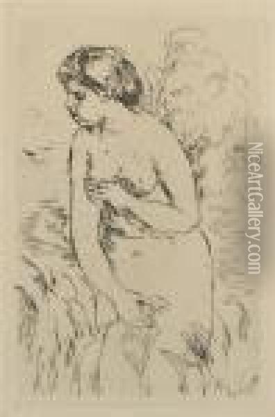 Baigneuse Debout A Mi-jambes (d., S. 23) Oil Painting - Pierre Auguste Renoir