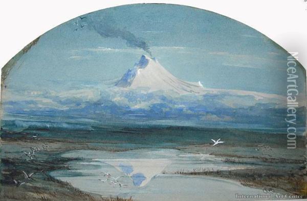 Volcanic Mountain - Nz Oil Painting - John Gully
