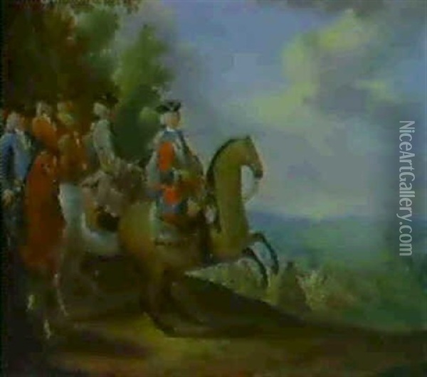 Erzherzog Karl Zu Pferd Eiine Schlacht Befehligend .... Oil Painting - Philipp Ferdinand de Hamilton