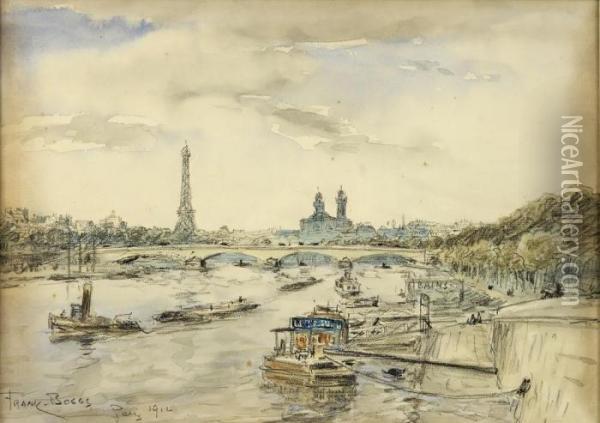 La Seine Animee Devant La Tour Eiffel Oil Painting - Frank Myers Boggs