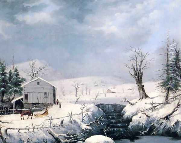 Winter in New England Oil Painting - George Henry Durrie