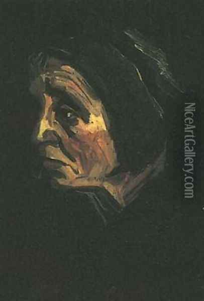 Head Of A Peasant Woman With Dark Cap IV Oil Painting - Vincent Van Gogh