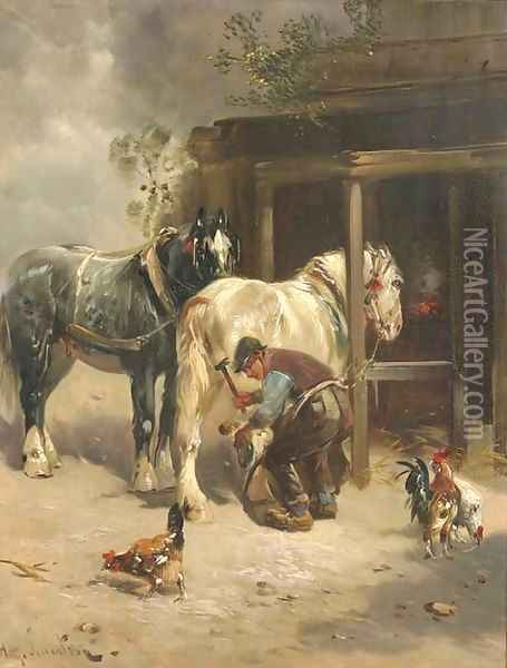 The hoof smith Oil Painting - Henri Schouten