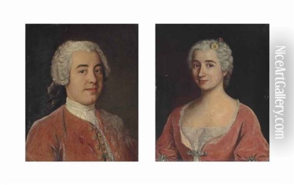 Portrait Of Pierre Philippe Cannac D'hauteville (1705-1785), Baron De Saint-legier-la Chiesaz; Portrait Of Anne-andrienne Huber (1704-1777) (pair) Oil Painting - Jean Etienne Liotard