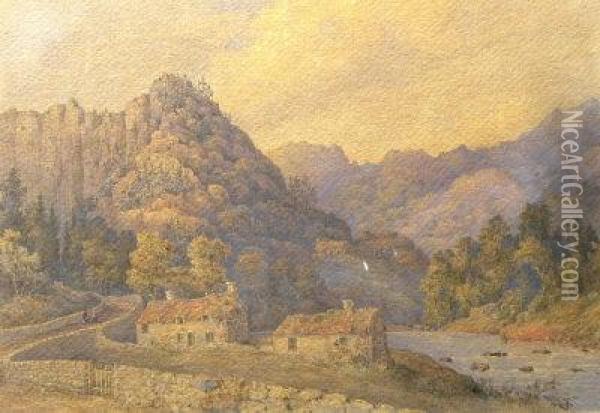 From Below The Pont-y-glaslyn, North Wales Oil Painting - Lieutenant General Henry Francis Hancock