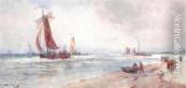 Dutch Coastal Scene Oil Painting - Thomas Bush Hardy