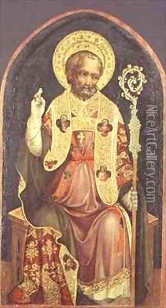A Bishop Saint Oil Painting - Michele (di Taddeo di Giovanni Bono) Giambono