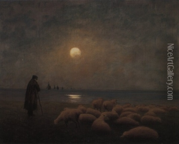 Tending The Flock Oil Painting - Joseph Malachy Kavanagh