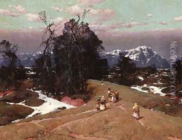 Mountain Scene Oil Painting - Sergei Kolessnikoff