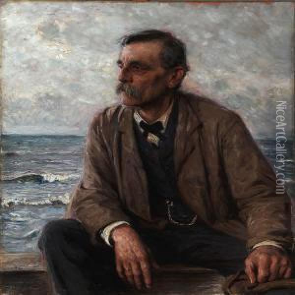 Portrait Of The Artist's Brother Oil Painting - Bertha Wegmann
