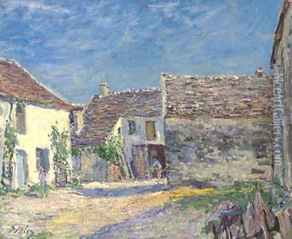 Cour de ferme pres de Moret - Soleil de juillet Oil Painting - Alfred Sisley