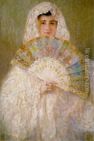 Maria, La Hija Del Pintor Oil Painting - Jose Benlliure Y Gil
