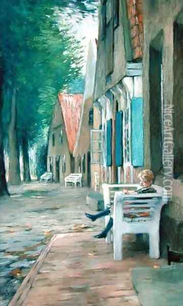 Street in Altenbruch Oil Painting - Thomas Ludwig Herbst