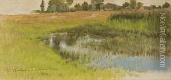 Green Landscape Oil Painting - Roman Kochanowski