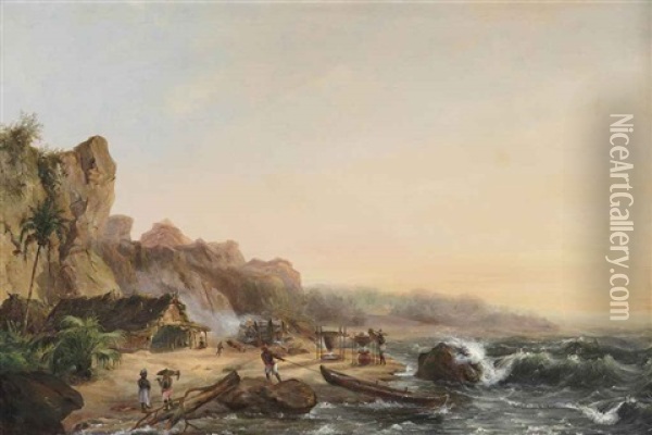 Salt Extraction On An Indonesian Coast Oil Painting - Willem Troost the Younger