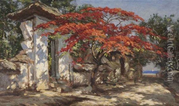 Flamboyant Tree Oil Painting - Carel Lodewijk Dake the Younger