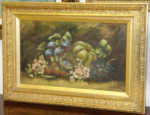 Still Life Of Fruit In A Basket Oil Painting - Evelyn Chester