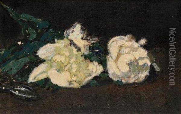 Pivoinesblanches Et Secateur Oil Painting - Edouard Manet
