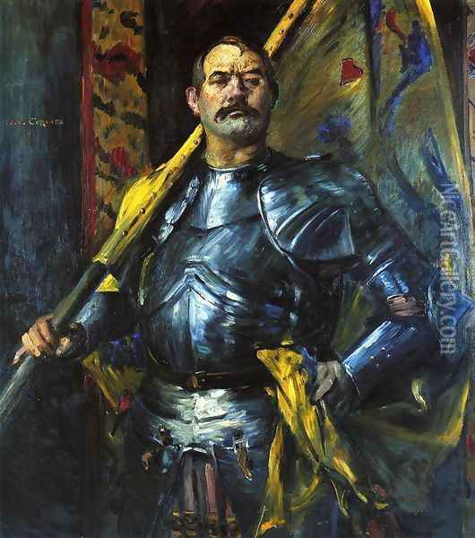 Self Portrait as Standard Bearer Oil Painting - Lovis (Franz Heinrich Louis) Corinth