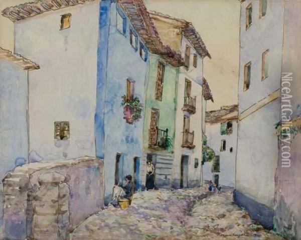 A Street In Granada, Spain Oil Painting - Donald Shaw Maclaughlan