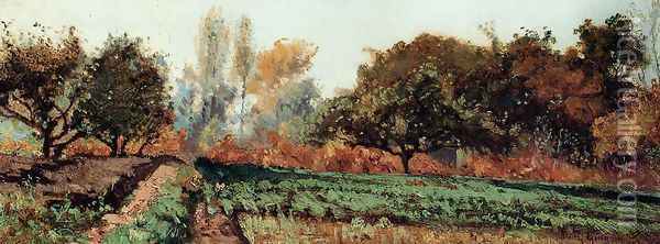 Fields and Trees, Autumn Study Oil Painting - Paul-Camille Guigou