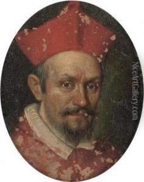 Portrait Of A Cardinal, Bust-length Oil Painting - Cirlce Of Filippo Lauri