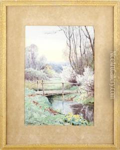 Bridge Over The Stream Oil Painting - Theresa Sylvester Stannard