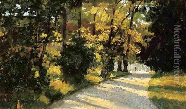 Yerres Path Through The Woods In The Park Oil Painting - Gustave Caillebotte