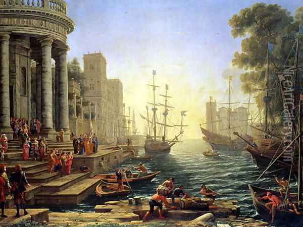 Seaport with the Embarkation of St. Ursula Oil Painting - Claude Lorrain (Gellee)