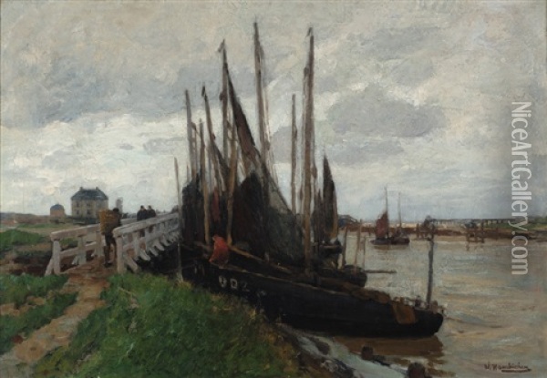 Harbour Oil Painting - Wilhelm Hambuechen