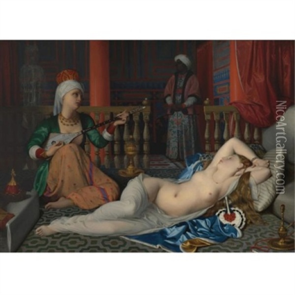 Odalisque With The Slave (after Ingres) Oil Painting - William McGregor Paxton