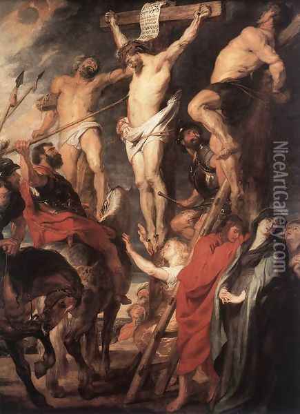 Christ on the Cross between the Two Thieves 1619-20 Oil Painting - Peter Paul Rubens