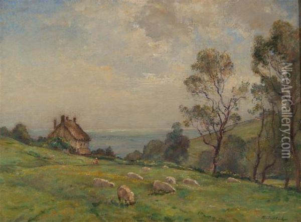 Branscombe Devon Oil Painting - James Herbert Snell